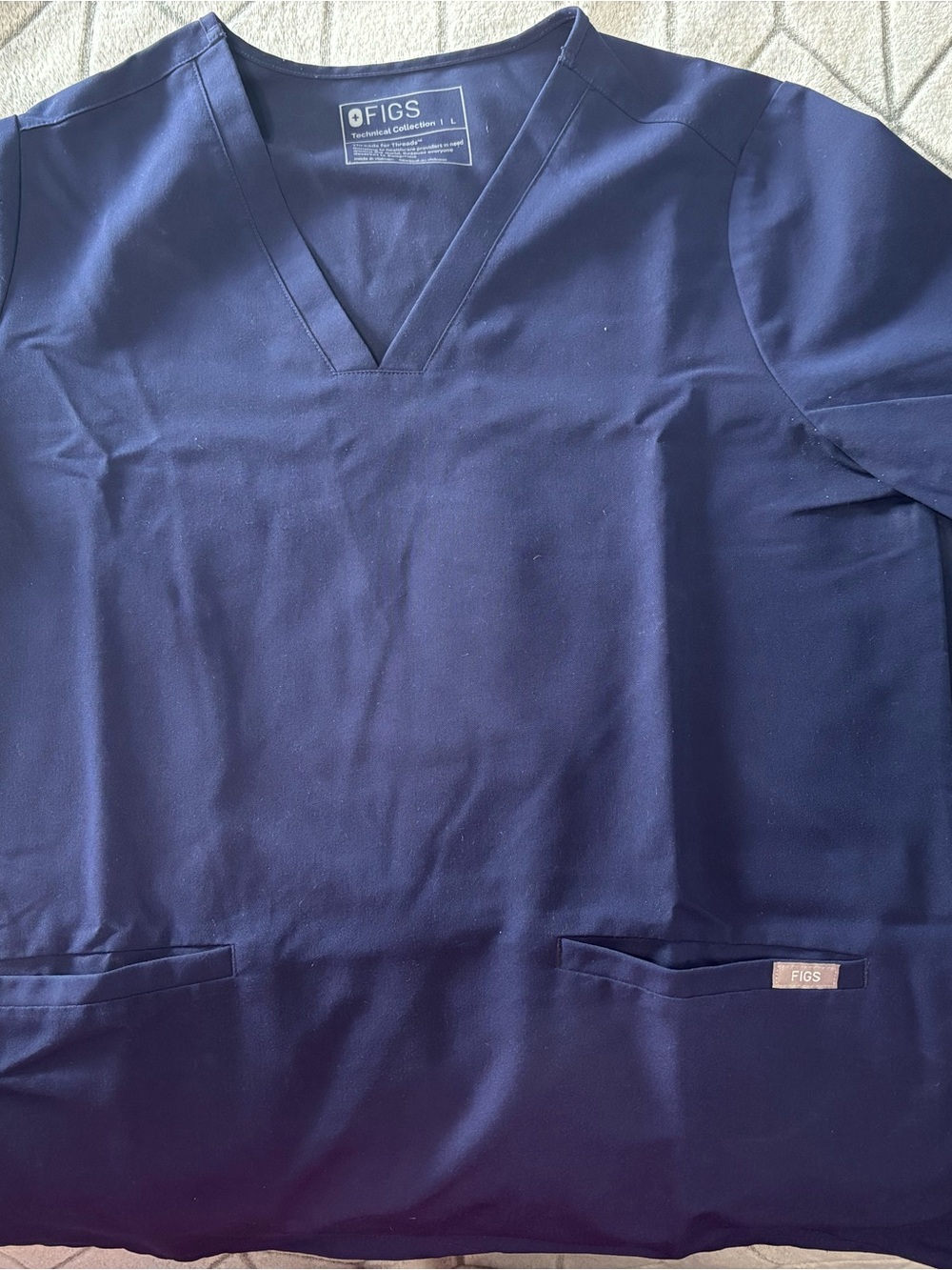 Figs Navy V-Neck Technical Scrub Top